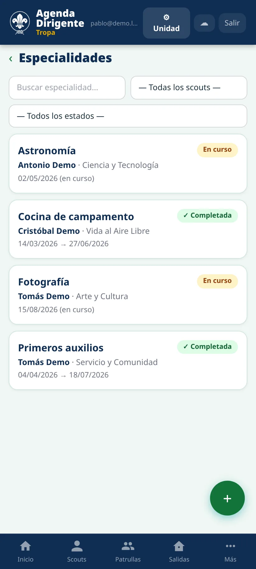 Especialidades de la Tropa