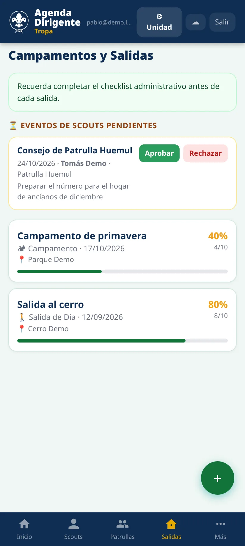Campamentos y salidas