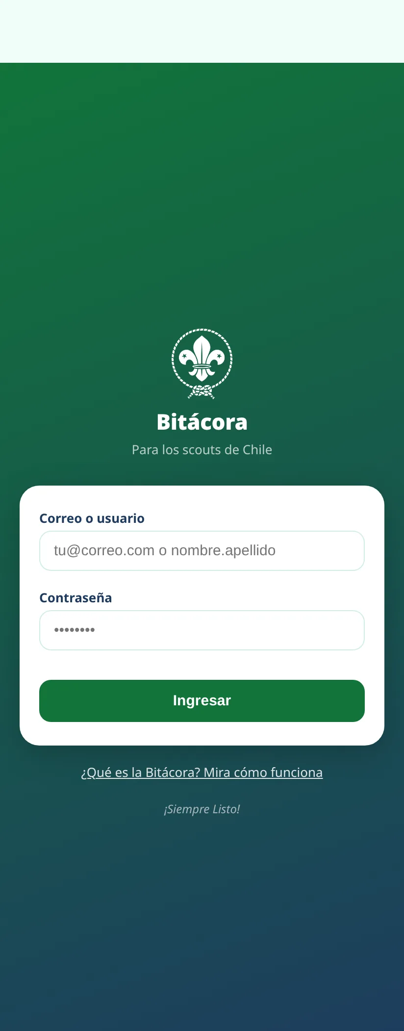 Ingreso a la Bitácora